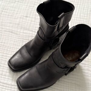 Frye Black Leather Combat Boots